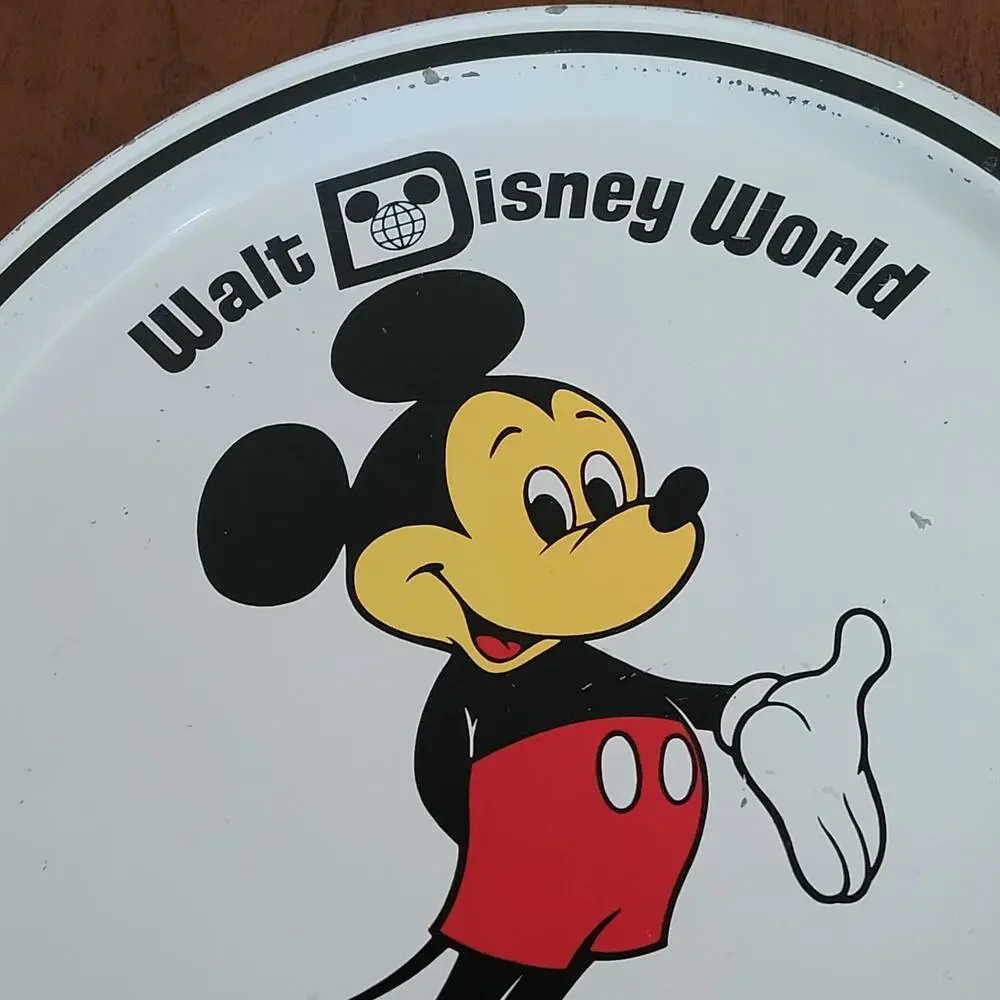 Vintage 1970s Walt Disney World Mickey Mouse Tin Tray Serving Platter